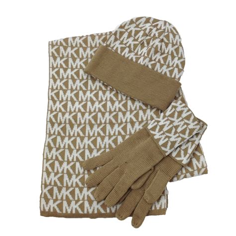 michael kors logo scarf|Michael Kors hat and gloves.